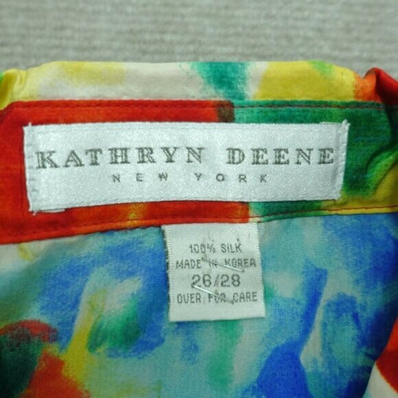Kathryn Deene Shirt Button Down Top Women's 26 /28 4XL Silk Red Watercolor - Picture 3 of 5
